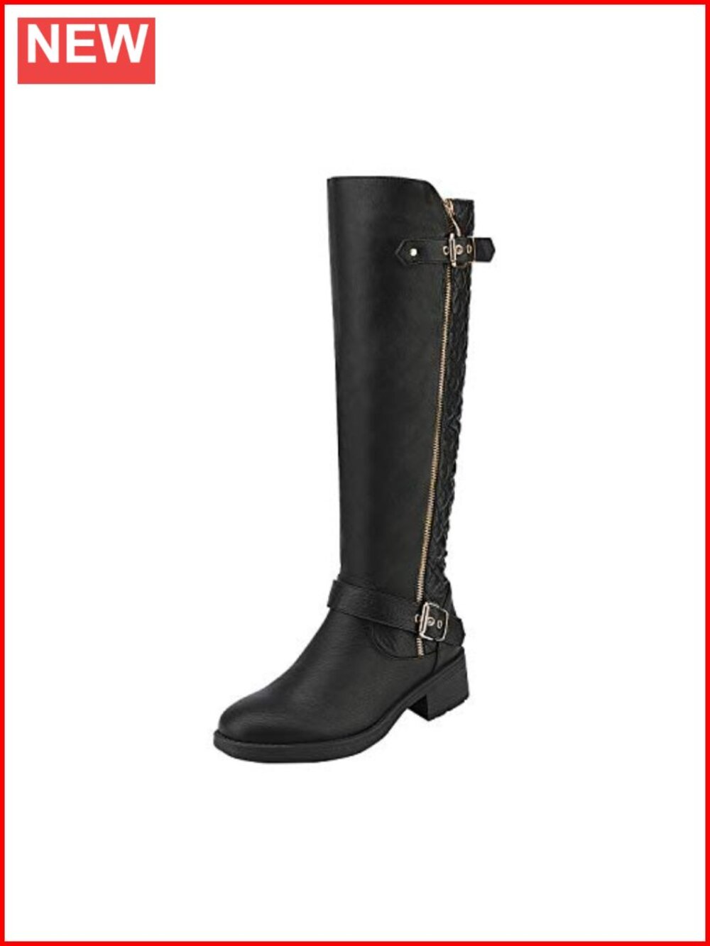 Wide Calf Knee High Tall Riding Boots Faux Fur Lined Faux Leather